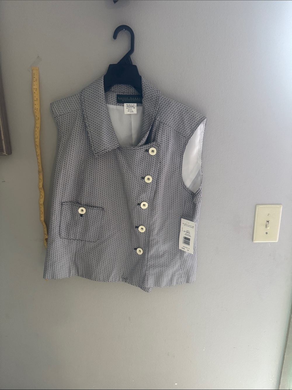Harve Benard Gray Printed Sleeveless Button Vest